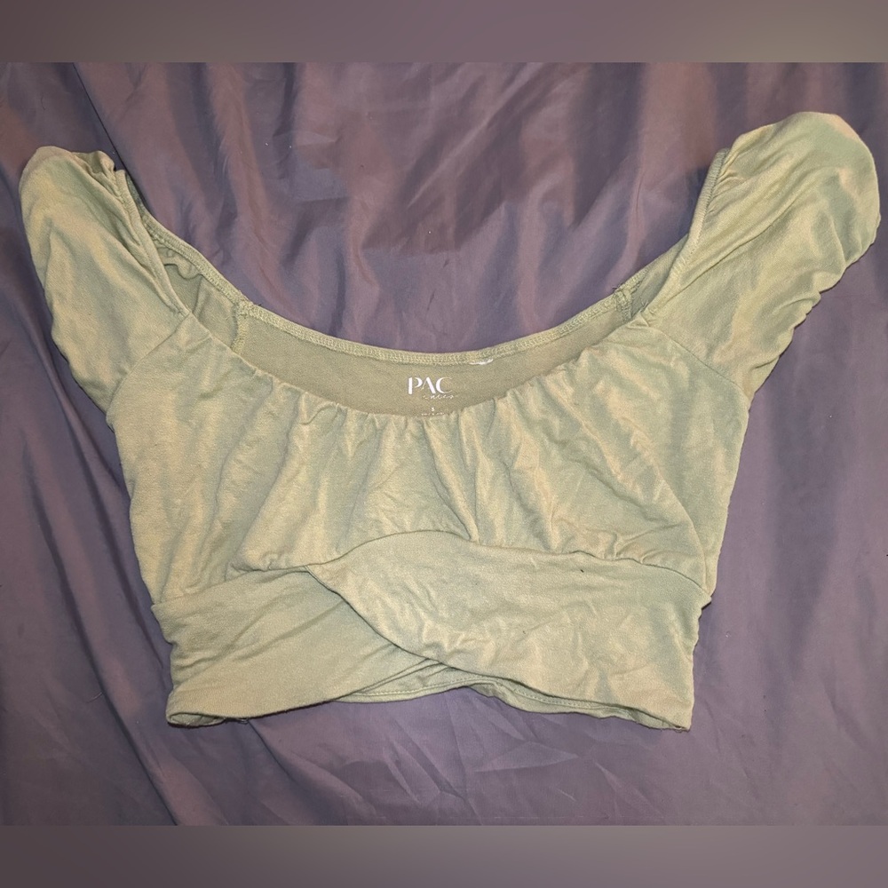 PacSun short sleeve off the shoulder cropped shirt